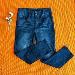 White House Black Market Extra High-Rise Double Waistband Black Ankle Jean Sz 10